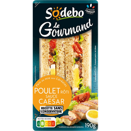 SODEBO Sándwich Club Gourmand Pollo Asado Salsa César Crudités 190 g