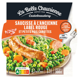LA BELLE CHAURIENNE Salsicha à antiga Label Rouge com ervilhas e cenouras 300 g