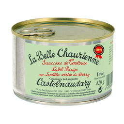 LA BELLE CHAURIENNE Salsichas de Toulouse Label Rouge com lentilhas verdes de Berry 420 g