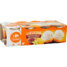 CARREFOUR CLASSIC Liégeois Dessert Vanilla Caramel 8 pots of 100 g