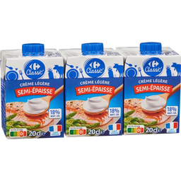 CARREFOUR CLASSIC Light Semi-Thick Cream 18% Fat 3x20cl