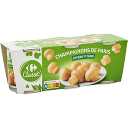 CARREFOUR CLASSIC Whole Button Mushrooms 1st Choice 3x115g