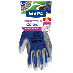MAPA Gants de Jardinage Petits Travaux Taille L-8 Colors x3 Paires