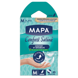 MAPA Guantes finos de látex suavidad satinada talla M, 10