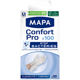 MAPA Guantes finos de látex con polvo de arcilla talla M 100 guantes