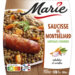 MARIE Plato preparado Salchicha de Montbéliard con lentejas 300 g