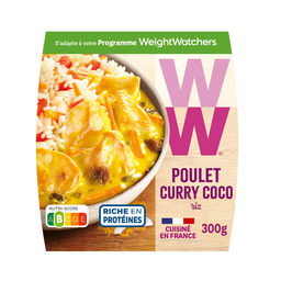 WEIGHT WATCHERS Poulet au curry et noix de coco, riz aux éclats de légumes 300 g
