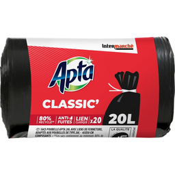 APTA Classic Sacos do lixo com fecho anti-fugas 80% reciclado 20 sacos 20 L