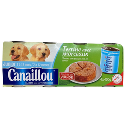 CANAILLOU Meat-Rich Terrine with Chunks for Junior Dogs 4 x 400 g