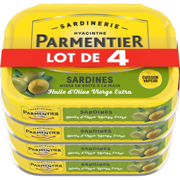 PARMENTIER Sardinas en Aceite de Oliva Virgen Extra 4 latas de 135 g