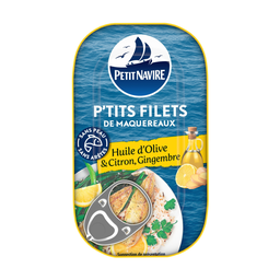 PETIT NAVIRE Filets de maquereaux à l'huile d'olive, citron et gingembre 90 g