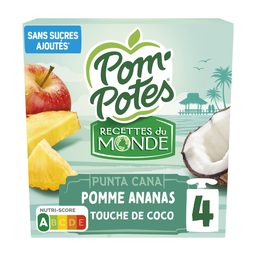POM'POTES Fruit Dessert Recettes du Monde Punta Cana Apple Pineapple Coconut 4 x 90 g