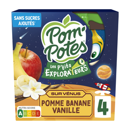 POM'POTES Les P'tits Explorateurs Apple Banana Vanilla Fruit Puree 4x90g