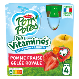 POM'POTES Les Vitaminés Apple Strawberry Royal Jelly Fruit Pouch 4x90g