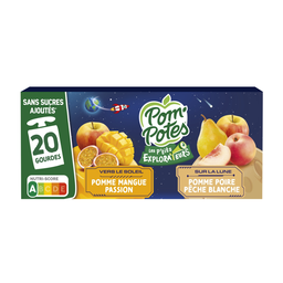 POM'POTES Compotes les p'tits explorateurs soleil et lune 20 gourdes de 90 g