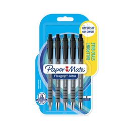 PAPERMATE Bolígrafo Flexigrip ultra retráctil negro x5