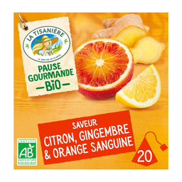 LA TISANIERE Infusion Aromatisée Citron Orange Sanguine 20 sachets 30 g