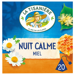 LA TISANIERE Infusión Nuit Calme Miel Reina de los Prados Manzanilla Tila Azahar 20 sobres 37,5 g