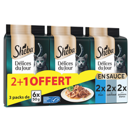 SHEBA Frescura para gato Délices du Jour Peixe 3x300g