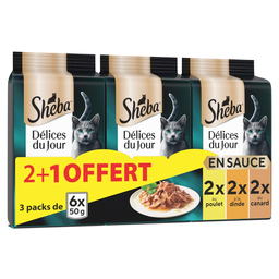SHEBA Mini Délices du Jour Saquetas de comida húmida para gato aves 900g