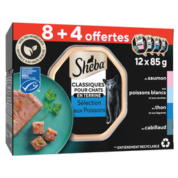 SHEBA Comida Húmida para Gato Adulto em Terrina Seleção Peixe 1020 g