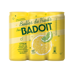 BADOIT Bulles de fruits Boisson pétillante aromatisée citron vert 6 x 33 cl