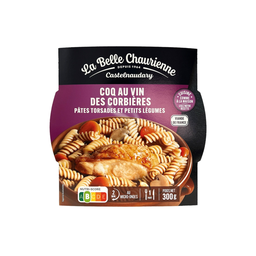 LA BELLE CHAURIENNE Coq au vin des Corbières, pâtes torsades et petits légumes 300 g