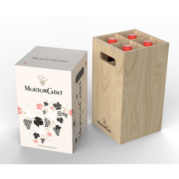 MOUTON CADET Vinho tinto Bordeaux AOP 2023 caixa de madeira 4 x 75 cl