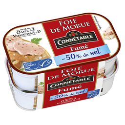CONNETABLE Fígado de Bacalhau Fumado -50% Sal 2x121g