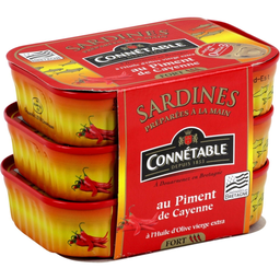 CONNETABLE Sardinhas em Azeite Virgem Extra e Pimenta de Caiena 3 latas de 102 g