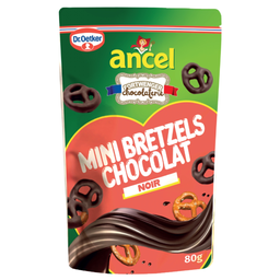 ANCEL Mini Pretzels Salgados Cobertos com Chocolate Negro 80 g