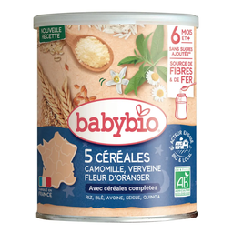 BABYBIO 5 Cereales Camomila Verbena Azahar 220 g