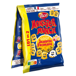MONSTER MUNCH Galletas saladas sabor jamón y queso 2 x 85 g