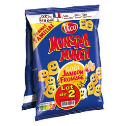 MONSTER MUNCH Bolachas insufladas sabor presunto e queijo 2 saquetas de 135 g