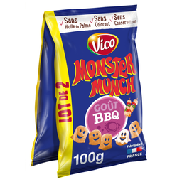 MONSTER MUNCH Snacks insuflados sabor barbecue 2 saquetas de 100 g