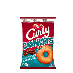 CURLY Biscuits Apéritifs Donuts Soufflés Cacahuète Saveur Barbecue 90 g