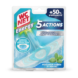 WC NET Energy 5-Action Toilet Rim Block Frosty Freshness & Mint 38 g