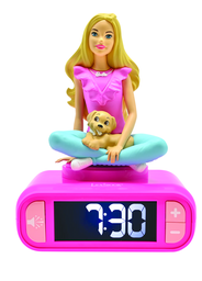 LEXIBOOK Digital Alarm Clock With Night Light, 3D Barbie, And Sound Effects