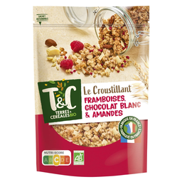 TERRES ET CEREALES Crocantes Framboesas Chocolate Branco e Amêndoas Bio 375 g
