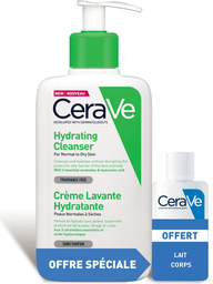 CERAVE Crème lavante hydratante + Lait hydratant 256 ml