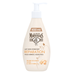 LE PETIT MARSEILLAIS Leche corporal hidratante reparación manteca de karité, aloe y cera de abeja 400 ml