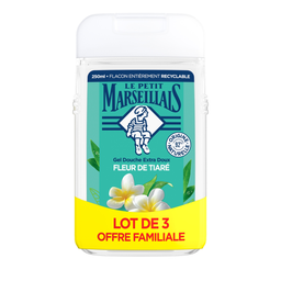 LE PETIT MARSEILLAIS Gel de Ducha Monoï y Flor de Tiaré, pack de 3 x 250 ml