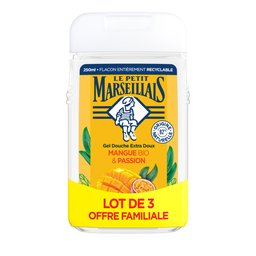 LE PETIT MARSEILLAIS Gel de ducha extra suave mango bio y pasión 3x250ml