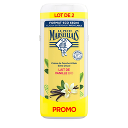 LE PETIT MARSEILLAIS Crema de ducha Extra Suave Leche de Vainilla Bio 2x650ml