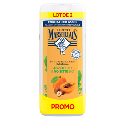 LE PETIT MARSEILLAIS Crema de ducha Extra Suave Albaricoque y Avellana Bio 2x650ml