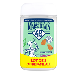LE PETIT MARSEILLAIS Crema de ducha extra suave con leche de almendras dulces bio lote de 3 x 250 ml