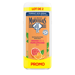 LE PETIT MARSEILLAIS Gel de Ducha Extra Suave Naranja y Pomelo Bio 2x650ml