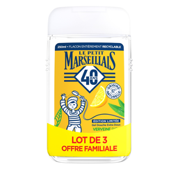 LE PETIT MARSEILLAIS Gel de Ducha Extra Suave Verbena Bio & Limón Bio lote de 3 frascos de 250 ml