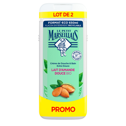 LE PETIT MARSEILLAIS Crema de ducha Extra Suave Leche de Almendras Dulces Bio 2x650ml