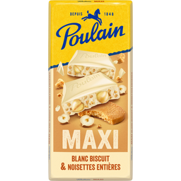 POULAIN Tablete de chocolate branco com bolacha e avelãs inteiras 190 g